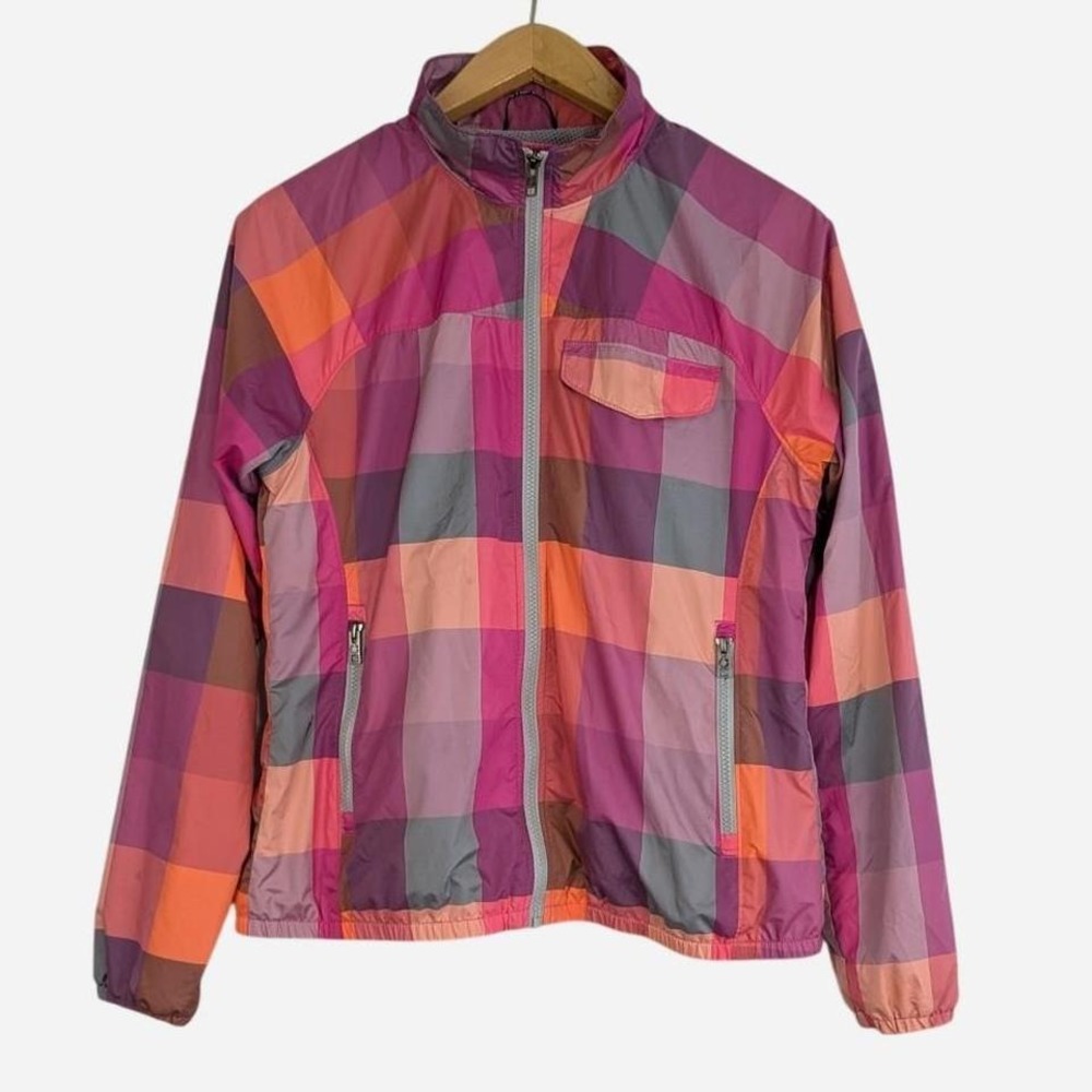 The North Face Patchwork Plaid Windbreaker Full Zip Jacket Pink Medium - Picture 10 of 10